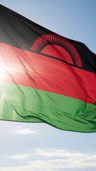 Malawi Flag Waving in Bright Daylight