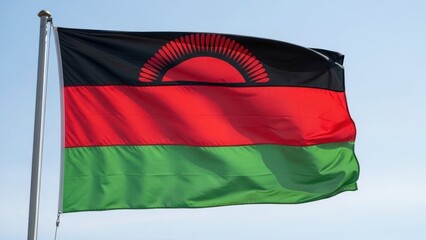 Malawi Flag Waving in Bright Daylight