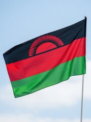 Malawi Flag Waving in Bright Daylight