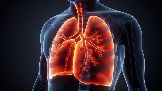 Human Lungs Anatomy Illustration - A Detailed Medical Visualization.