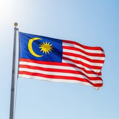 Malaysia Flag Waving Under Clear Sky