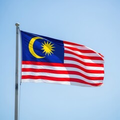 Malaysia Flag Waving Under Clear Sky