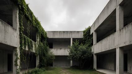 Brutalist Concrete Architecture Reclaimed by Nature