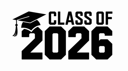 Graduation class of 2026 logo with cap and tassel