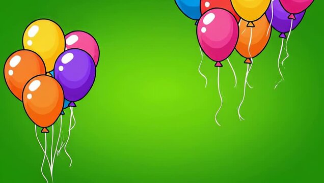 Colorful Balloons Floating in Green Background.