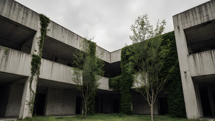 Brutalist Concrete Architecture Reclaimed by Nature