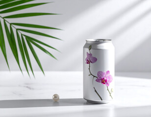 Orchid Decorated Aluminum Can