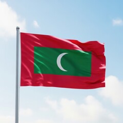Maldives Flag Waving in Natural Light