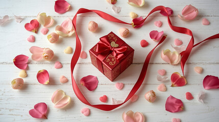 heart shaped cookies on red background