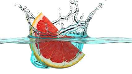 Grapefruit Slice Splashing into Water