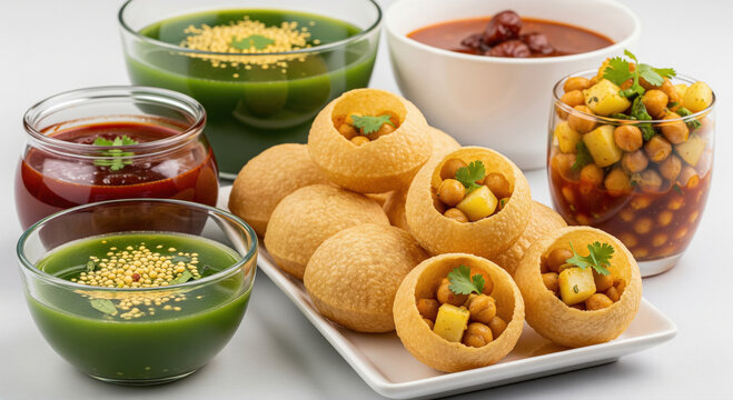 Delicious Pani Puri: Popular Indian Street Food with Flavorful Waters