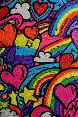Fototapeta premium Rainbow Heart Embroidery Art