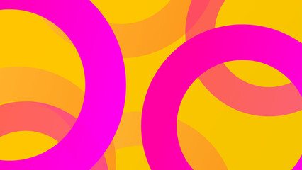 Obraz premium High contrast background with vivid pink circles and bright yellow layers creating a high energy aesthetic