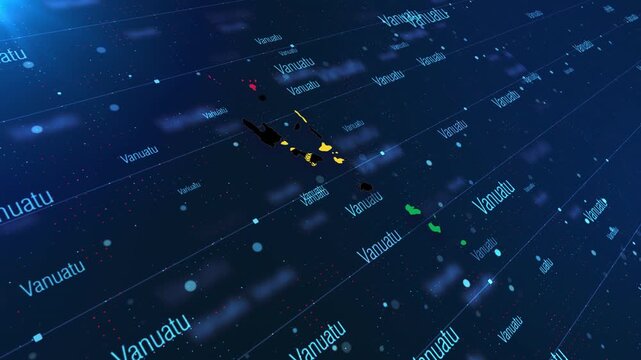 Vanuatu Geographic Map and Flag Animated Motion Graphic Background