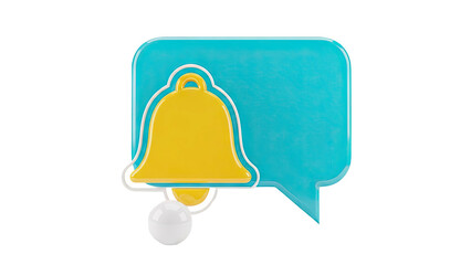 3D Notification Bell Icon in Speech Bubble