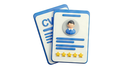 3D CV Resume Icon with Stars