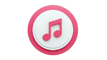 Pink Musical Note Icon with Circular Layers