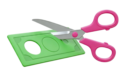 Scissors Cutting a Green Banknote
