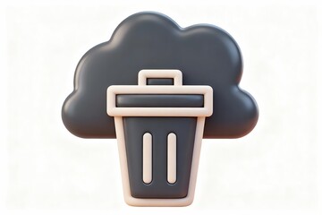 Cloud storage icon with trash bin
