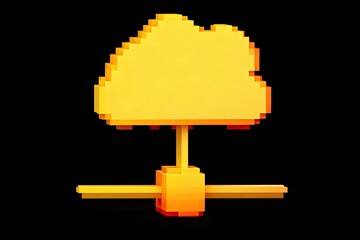 Pixel art cloud and tree icon