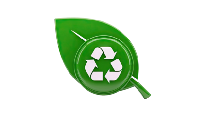 Green leaf with recycling symbol