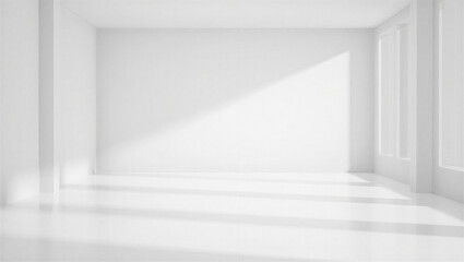 Modern empty room with sunlight shining through windows