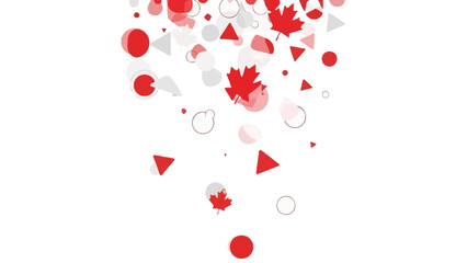 Canada Day Confetti Falling Red Maple Leaves Geometric Shapes