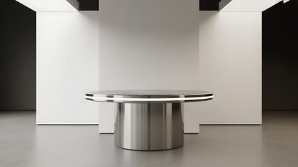 Futuristic Round Pedestal with Integrated LED Lighting