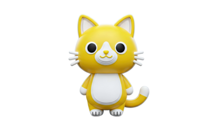 3D Render of a Cute Yellow Cartoon Cat
