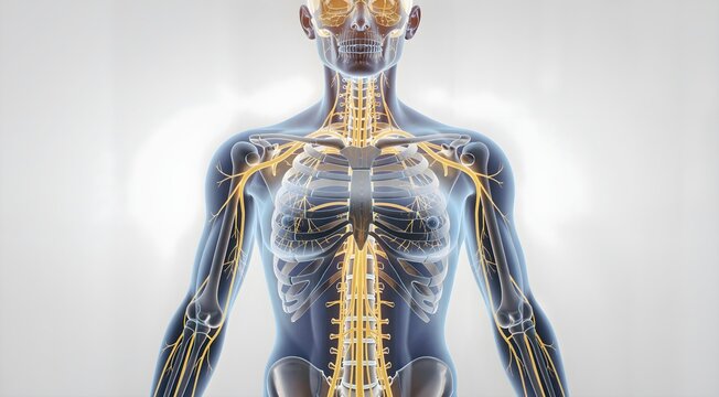Detailed Female Nervous System Anatomy Medical Illustration