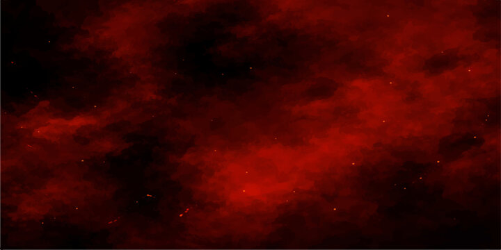 An abstract red and black smoke background features a dramatic cloudscape texture with dark fiery light and sunset colors for a nature design