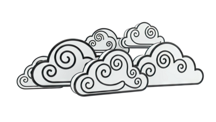 Decorative Cloud Shapes with Swirls