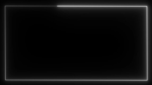 Abstract glowing neon light rectangle border frame animation, Futuristic light effect isolated on black Background