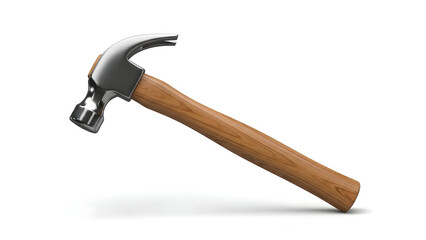 Hammer with wooden handle on white background for construction