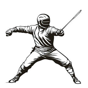 An illustration of a fencing athlete