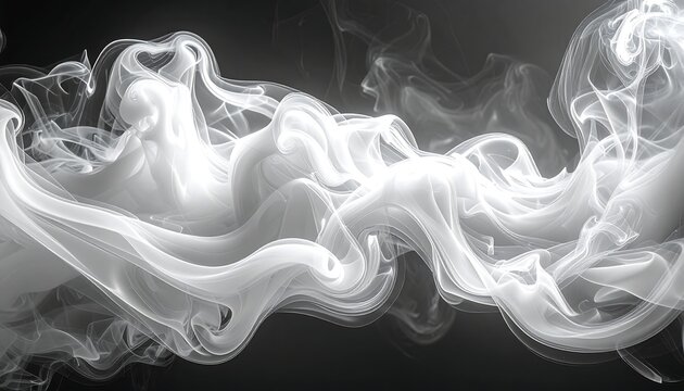 A mesmerizing abstract depiction of white smoke tendrils against a dark background