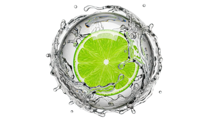 Lime Slice Splashing in Water