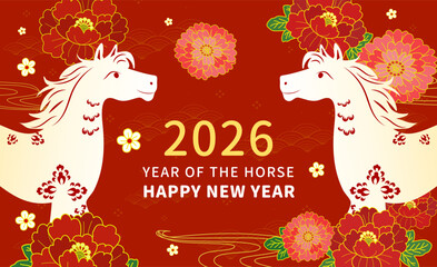 chinese tradition horse lunar new year background card