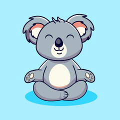 Obraz premium Peaceful Koala Meditation Vector Illustration Cartoon Design Kawaii 