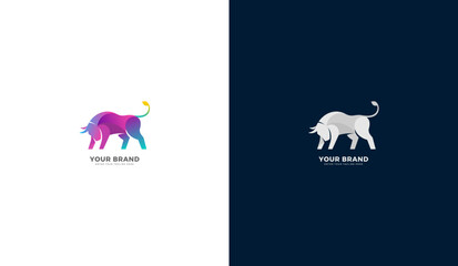 Modern colorful and monochrome geometric bull logo design template