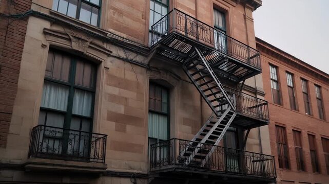 Urban Architecture - Fire Escape on a Historic Building.