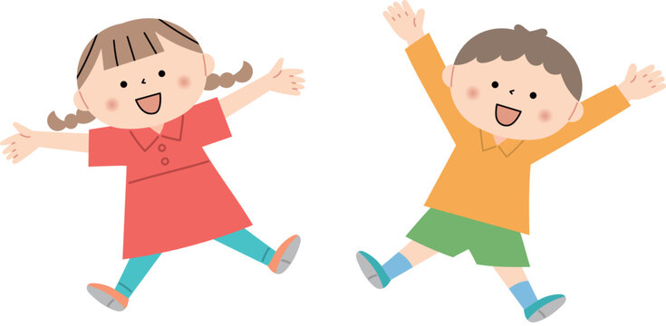 元気に万歳する子供