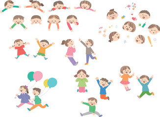 元気なポーズの子供達セット