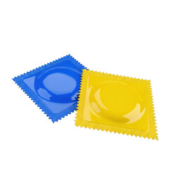 Two condom packets isolated on transparent background