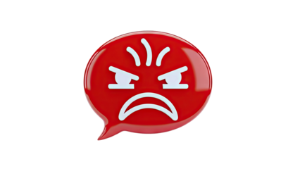 3D Red Angry Face Speech Bubble Icon