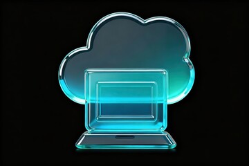 Cloud computing icon with laptop