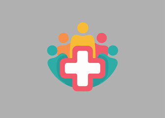 Obraz premium Simple Logo of Group Plus Medical Illustrator Artwork Creative Design Template 