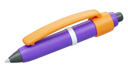 3D rendered purple and orange pen on a white background