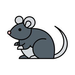 Obraz premium Gray Cartoon Mouse Illustration Profile View.