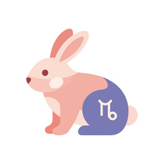 Obraz premium Illustration of Rabbit with Capricorn Symbol.